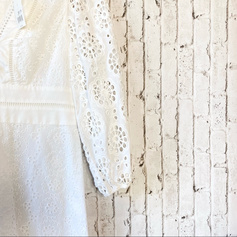 NWT Banana Republic white eyelet puff sleeve dress - Picture 3 of 13